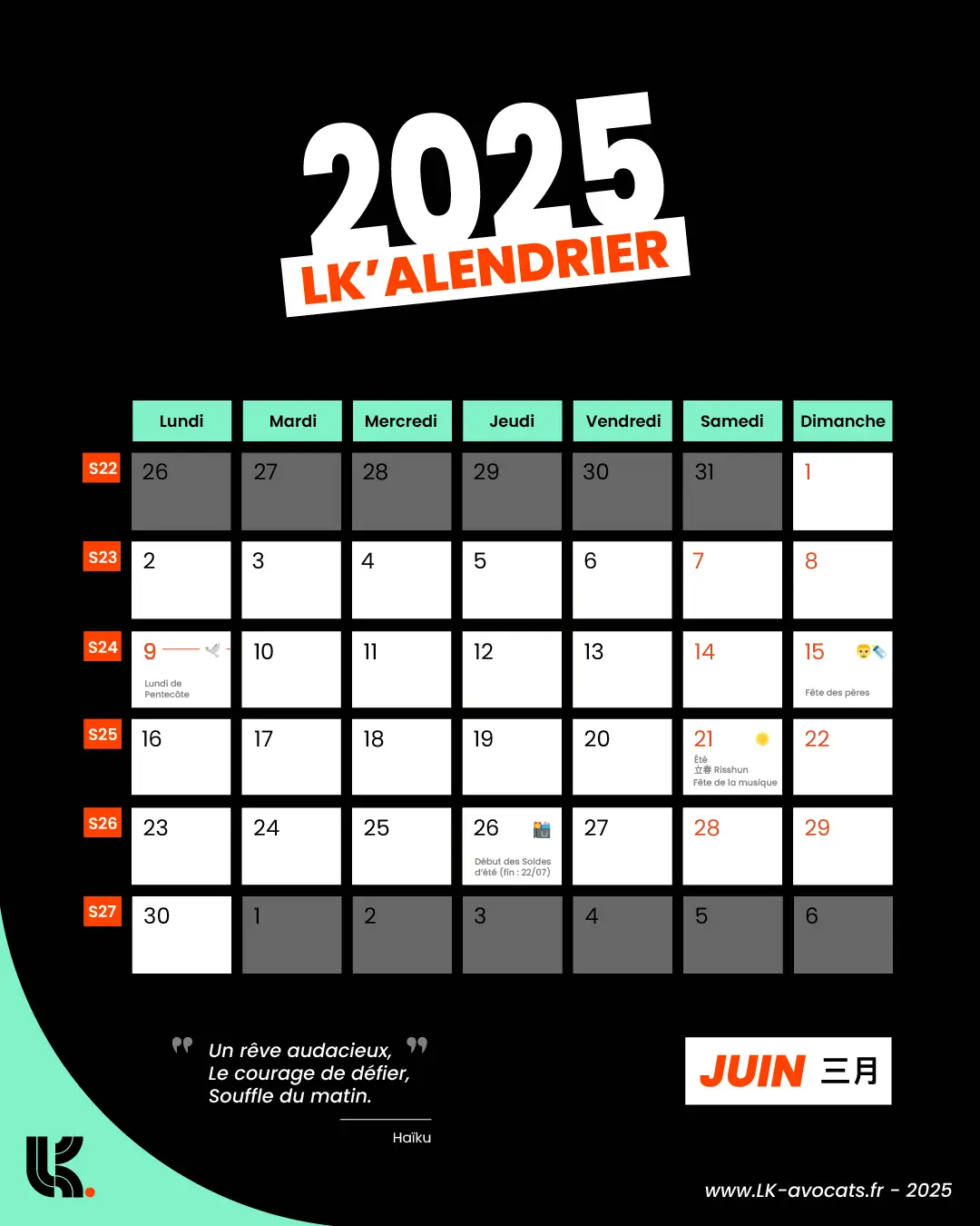Visuel pour le LK'alendrier du mois de juin en collaboration avec Pamelito